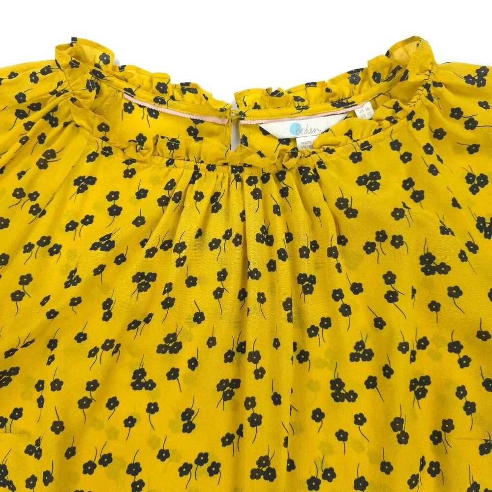 BODEN Sadie Silk Top Puff Sleeve Cottagecore Soft Girl Boho French Girl Preppy